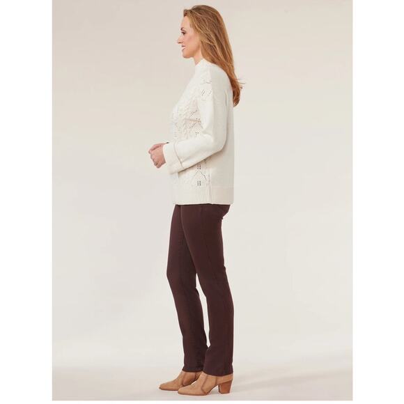 Democracy Long Roll Cuff Sleeve Funnel Neck Cable Popcorn Stitch Sweater Sz XL - Picture 6 of 9